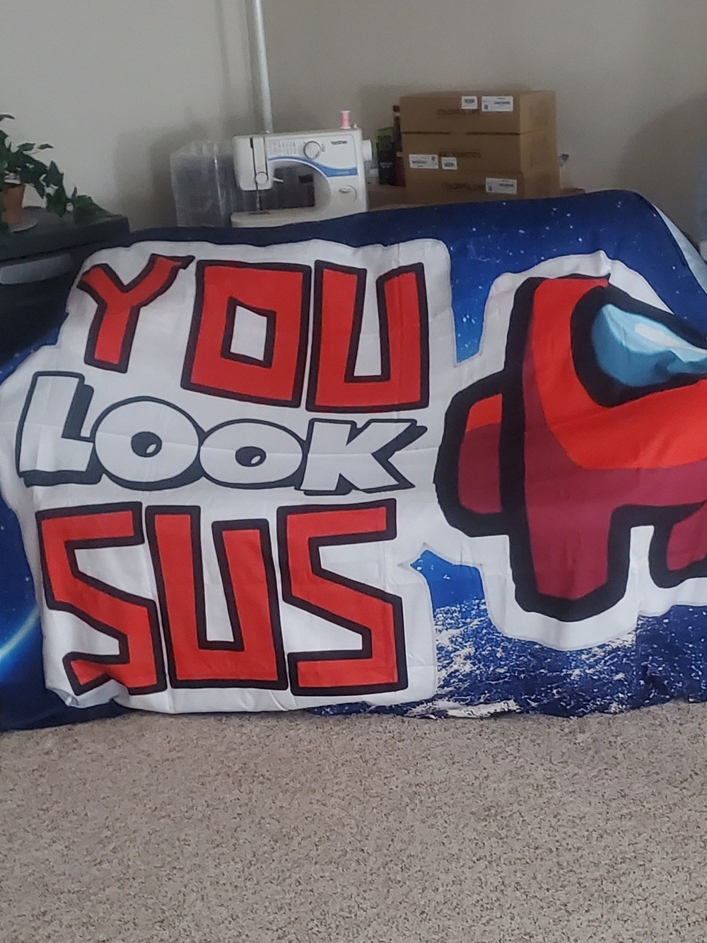 Red "You Look Sus" Plush Throw Blanket - Gaming Inspired Home Accent